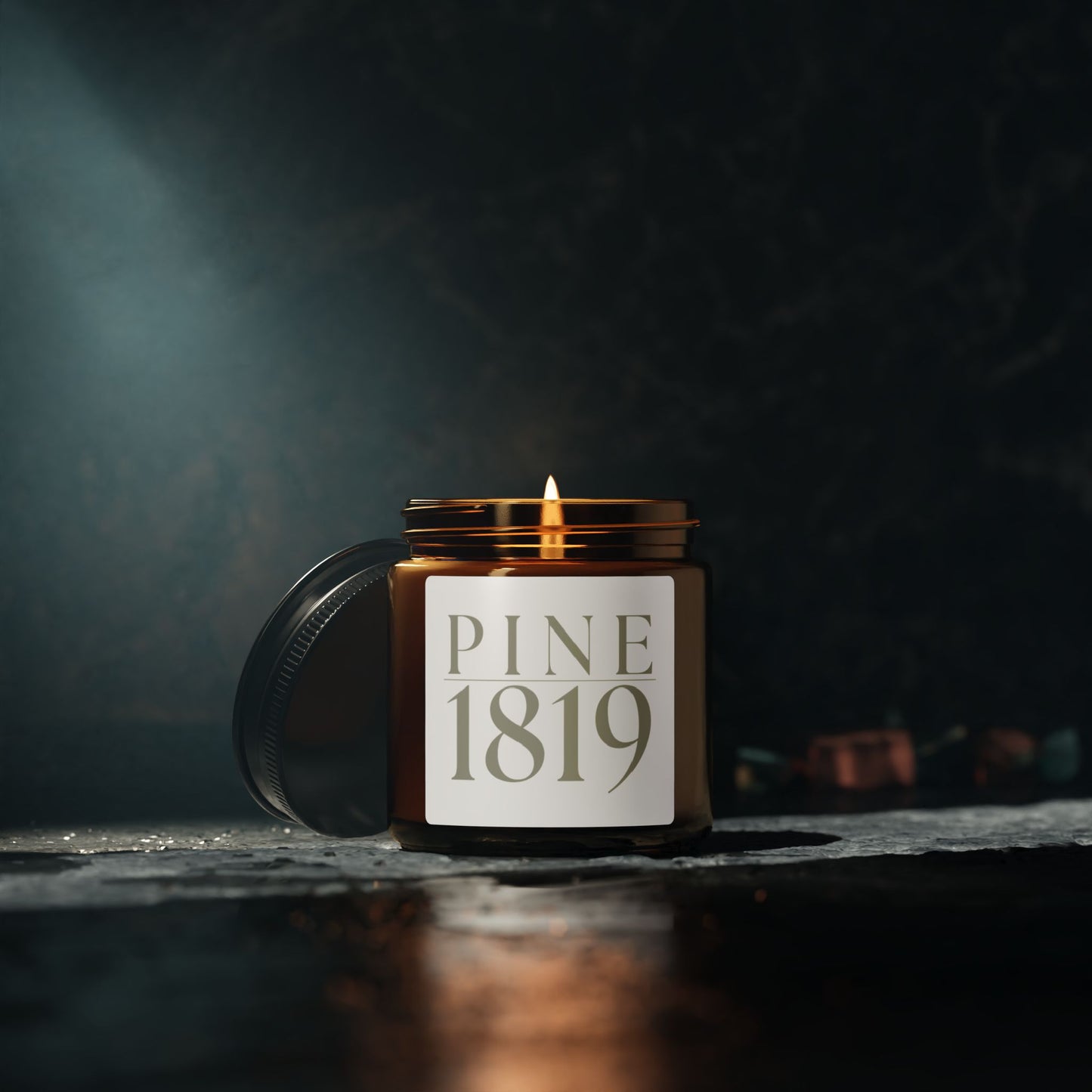 Pine 1819 Scented Soy Candle — Amber Jar Aromatherapy Candle (Multi-Size)